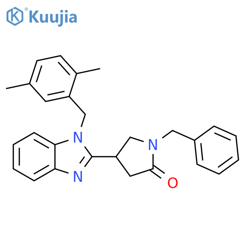 1-benzyl-4-{1-(2,5-dimethylphenyl)methyl-1H-1,3-benzodiazol-2-yl}pyrrolidin-2-one structure