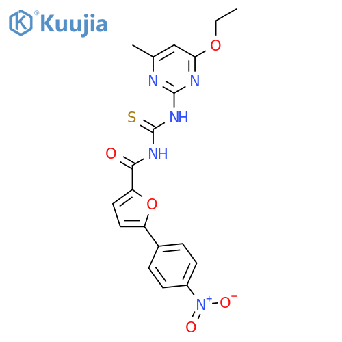 2-Furancarboxamide,N-[[(4-ethoxy-6-methyl-2-pyrimidinyl)amino]thioxomethyl]-5-(4-nitrophenyl)- structure
