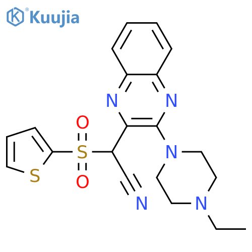 2-3-(4-ethylpiperazin-1-yl)quinoxalin-2-yl-2-(thiophene-2-sulfonyl)acetonitrile structure