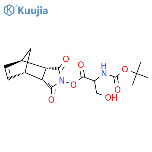 tert-butyl [2(S)-(3aalpha,4alpha,7alpha,7aalpha)]-[2-[(1,3,3a,4,7,7a-hexahydro-1,3-dioxo-4,7-methano-2H-isoindol-2-yl)oxy]-1-(hydroxymethyl)-2-oxoethyl]carbamate structure