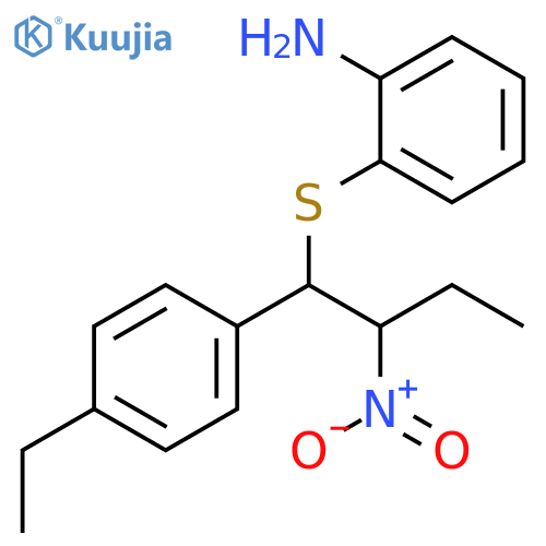 BENZENAMINE, 2-[[1-(4-ETHYLPHENYL)-2-NITROBUTYL]THIO]- structure