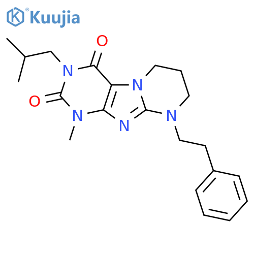 1-methyl-3-(2-methylpropyl)-9-(2-phenylethyl)-1H,2H,3H,4H,6H,7H,8H,9H-pyrimido1,2-gpurine-2,4-dione structure