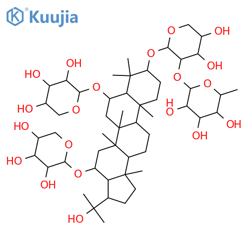 3,6,16,22-Hopanetetrol; (3β,6α,16β,21βH)-form, 3-O-[α-L-Rhamnopyranosyl-(1→2)-β-D-xylopyranoside], 6,16-di-O-β-D-xylopyranoside structure