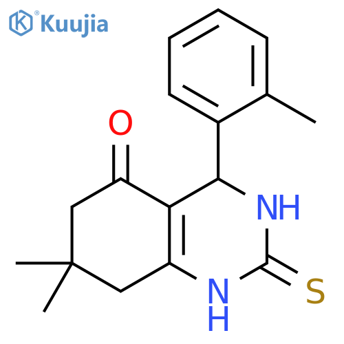 7,7-dimethyl-4-(2-methylphenyl)-2-sulfanylidene-1,2,3,4,5,6,7,8-octahydroquinazolin-5-one structure