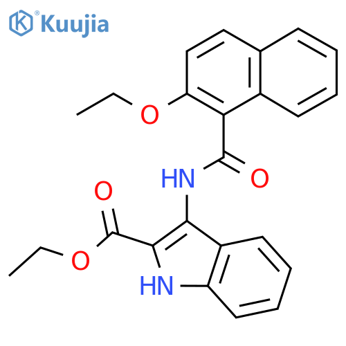 ethyl 3-(2-ethoxynaphthalene-1-amido)-1H-indole-2-carboxylate structure