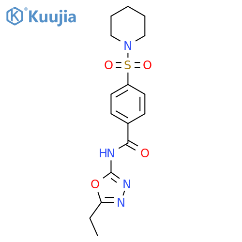 N-(5-ethyl-1,3,4-oxadiazol-2-yl)-4-(piperidine-1-sulfonyl)benzamide structure