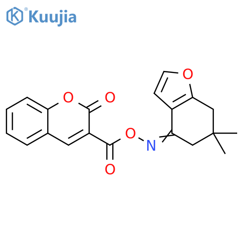 [(4Z)-6,6-dimethyl-4,5,6,7-tetrahydro-1-benzofuran-4-ylidene]amino 2-oxo-2H-chromene-3-carboxylate structure