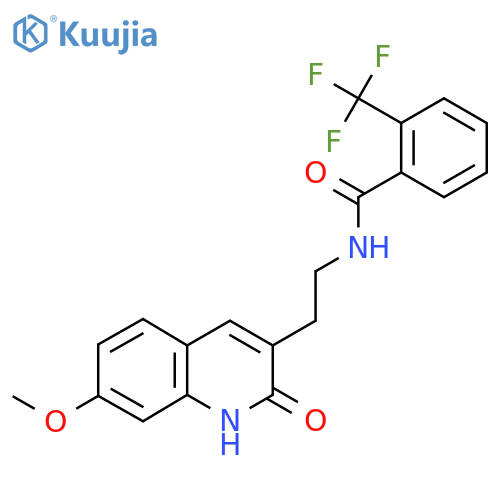 N-2-(7-methoxy-2-oxo-1,2-dihydroquinolin-3-yl)ethyl-2-(trifluoromethyl)benzamide structure