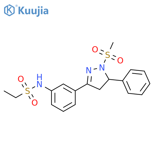 N-3-(1-methanesulfonyl-5-phenyl-4,5-dihydro-1H-pyrazol-3-yl)phenylethane-1-sulfonamide structure