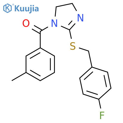 2-{(4-fluorophenyl)methylsulfanyl}-1-(3-methylbenzoyl)-4,5-dihydro-1H-imidazole structure