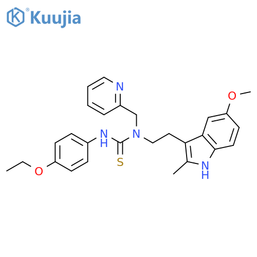 1-(4-ethoxyphenyl)-3-2-(5-methoxy-2-methyl-1H-indol-3-yl)ethyl-3-(pyridin-2-yl)methylthiourea structure