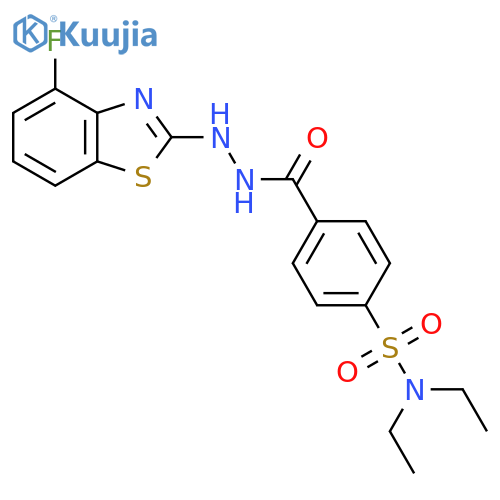 N,N-diethyl-4-N'-(4-fluoro-1,3-benzothiazol-2-yl)hydrazinecarbonylbenzene-1-sulfonamide structure
