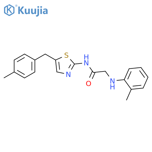 2-(2-methylphenyl)amino-N-{5-(4-methylphenyl)methyl-1,3-thiazol-2-yl}acetamide structure