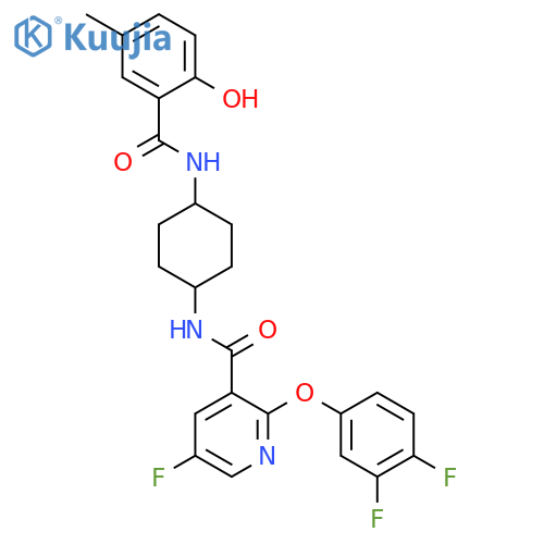 2-(3,4-Difluorophenoxy)-5-fluoro-N-(cis-4-((2-hydroxy-5-methylbenzoyl)amino)cyclohexyl)nicotinamide structure
