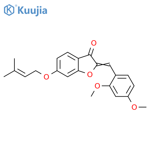(2Z)-2-(2,4-dimethoxyphenyl)methylidene-6-(3-methylbut-2-en-1-yl)oxy-2,3-dihydro-1-benzofuran-3-one structure