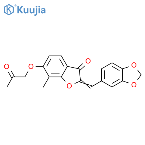 (2Z)-2-(1,3-benzodioxol-5-ylmethylidene)-7-methyl-6-(2-oxopropoxy)-1-benzofuran-3-one structure