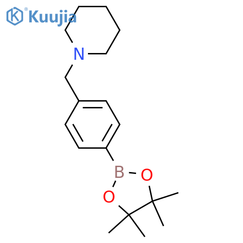 1-[[4-(4,4,5,5-tetramethyl-1,3,2-dioxaborolan-2-yl)phenyl]methyl]piperidine structure