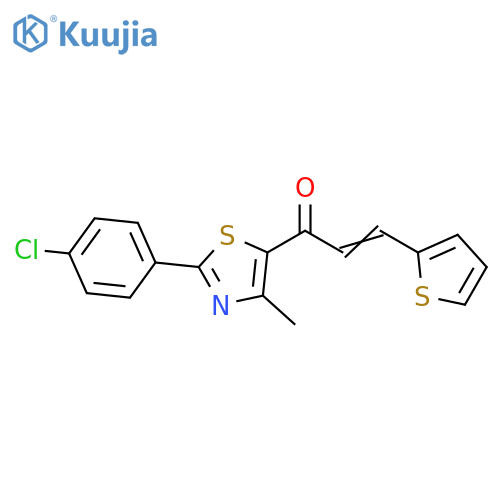 (2E)-1-[2-(4-chlorophenyl)-4-methyl-1,3-thiazol-5-yl]-3-(thiophen-2-yl)prop-2-en-1-one structure