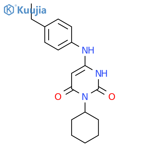 3-cyclohexyl-6-(4-ethylphenyl)amino-1,2,3,4-tetrahydropyrimidine-2,4-dione structure
