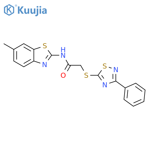 N-(6-methyl-1,3-benzothiazol-2-yl)-2-(3-phenyl-1,2,4-thiadiazol-5-yl)sulfanylacetamide structure