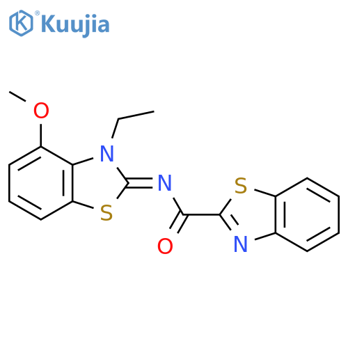 N-(2E)-3-ethyl-4-methoxy-2,3-dihydro-1,3-benzothiazol-2-ylidene-1,3-benzothiazole-2-carboxamide structure