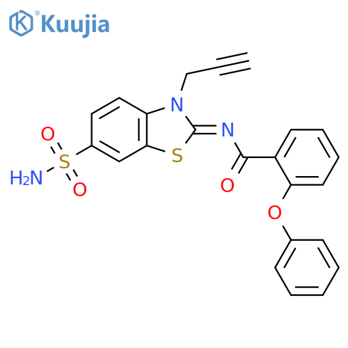 2-phenoxy-N-(2Z)-3-(prop-2-yn-1-yl)-6-sulfamoyl-2,3-dihydro-1,3-benzothiazol-2-ylidenebenzamide structure