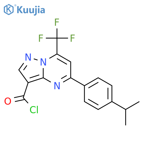 <br>5-(4-Isopropyl-phenyl)-7-trifluoromethyl-pyrazolo-[1,5-a]pyrimidine-3-carbo nyl chloride structure
