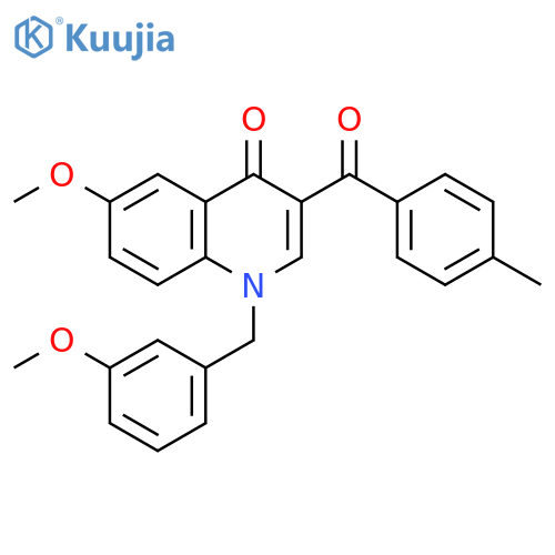 6-methoxy-1-(3-methoxyphenyl)methyl-3-(4-methylbenzoyl)-1,4-dihydroquinolin-4-one structure