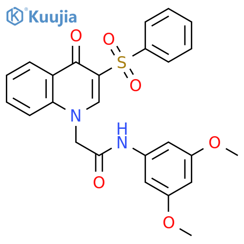 2-3-(benzenesulfonyl)-4-oxo-1,4-dihydroquinolin-1-yl-N-(3,5-dimethoxyphenyl)acetamide structure