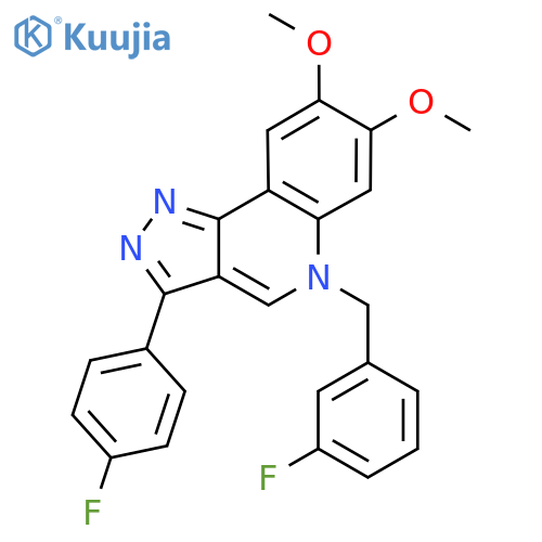 3-(4-fluorophenyl)-5-(3-fluorophenyl)methyl-7,8-dimethoxy-5H-pyrazolo4,3-cquinoline structure