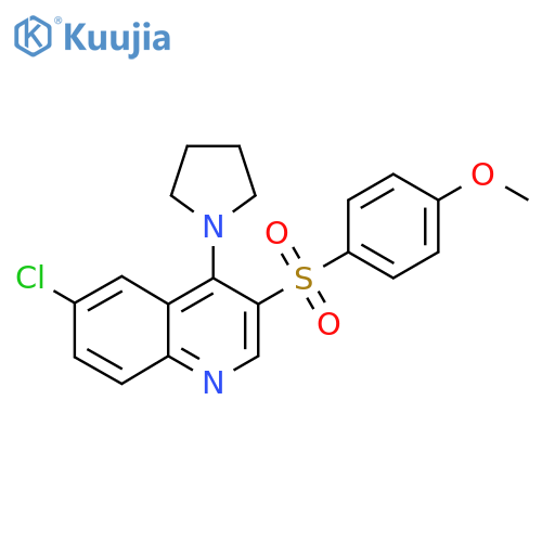 6-chloro-3-(4-methoxybenzenesulfonyl)-4-(pyrrolidin-1-yl)quinoline structure