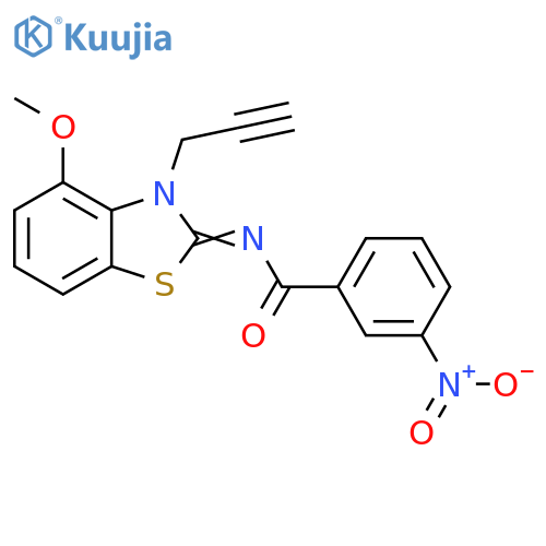 N-(2Z)-4-methoxy-3-(prop-2-yn-1-yl)-2,3-dihydro-1,3-benzothiazol-2-ylidene-3-nitrobenzamide structure