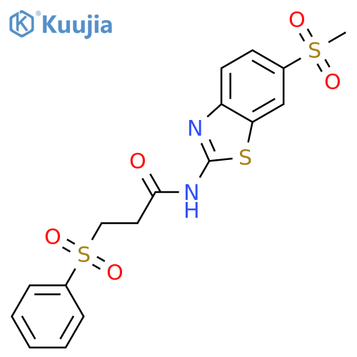 3-(benzenesulfonyl)-N-(6-methanesulfonyl-1,3-benzothiazol-2-yl)propanamide structure