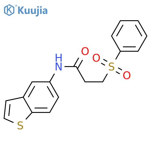 3-(benzenesulfonyl)-N-(1-benzothiophen-5-yl)propanamide structure