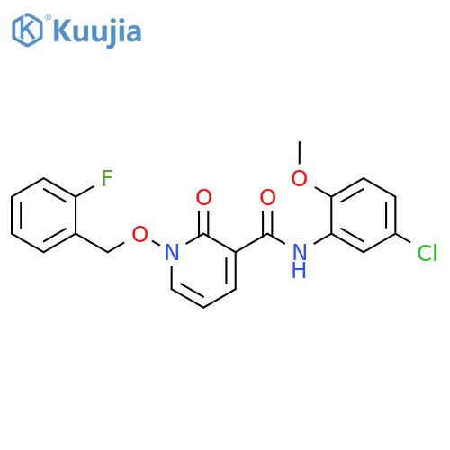 N-(5-chloro-2-methoxyphenyl)-1-(2-fluorophenyl)methoxy-2-oxo-1,2-dihydropyridine-3-carboxamide structure