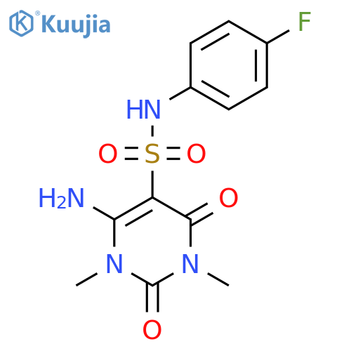 6-amino-N-(4-fluorophenyl)-1,3-dimethyl-2,4-dioxo-1,2,3,4-tetrahydropyrimidine-5-sulfonamide structure