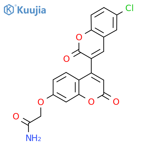 2-({6-chloro-2,2'-dioxo-2H,2'H-3,4'-bichromene-7'-yl}oxy)acetamide structure