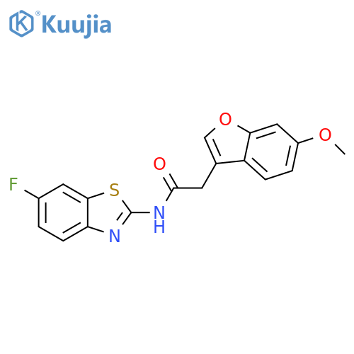 N-(6-fluoro-1,3-benzothiazol-2-yl)-2-(6-methoxy-1-benzofuran-3-yl)acetamide structure