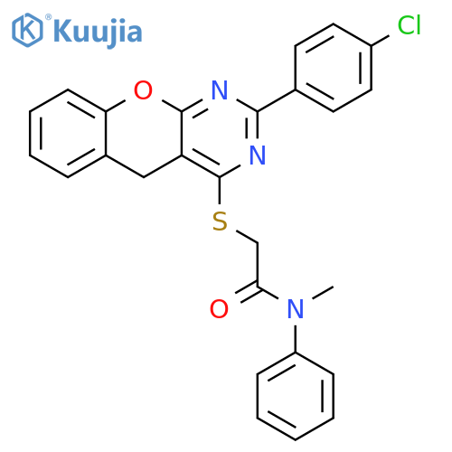 2-{2-(4-chlorophenyl)-5H-chromeno2,3-dpyrimidin-4-ylsulfanyl}-N-methyl-N-phenylacetamide structure
