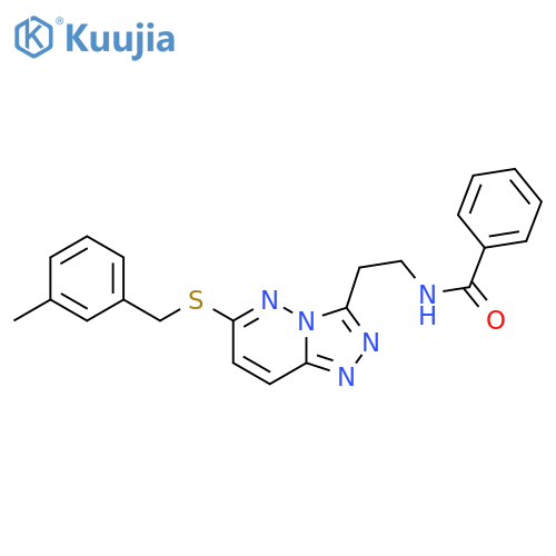 N-2-(6-{(3-methylphenyl)methylsulfanyl}-1,2,4triazolo4,3-bpyridazin-3-yl)ethylbenzamide structure
