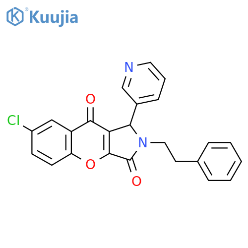 7-chloro-2-(2-phenylethyl)-1-(pyridin-3-yl)-1H,2H,3H,9H-chromeno2,3-cpyrrole-3,9-dione structure