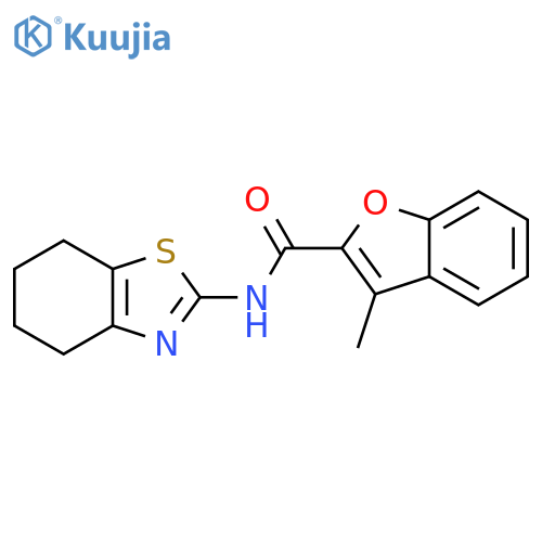 3-methyl-N-(4,5,6,7-tetrahydro-1,3-benzothiazol-2-yl)-1-benzofuran-2-carboxamide structure