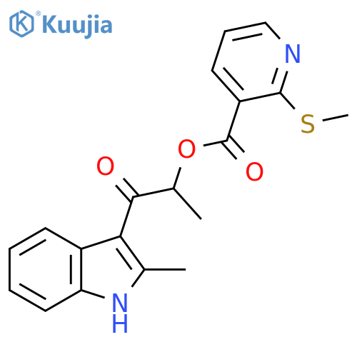 1-(2-methyl-1H-indol-3-yl)-1-oxopropan-2-yl 2-(methylsulfanyl)pyridine-3-carboxylate structure