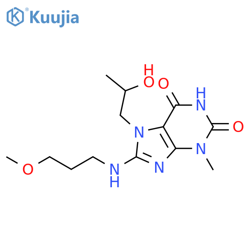 7-(2-hydroxypropyl)-8-(3-methoxypropyl)amino-3-methyl-2,3,6,7-tetrahydro-1H-purine-2,6-dione structure