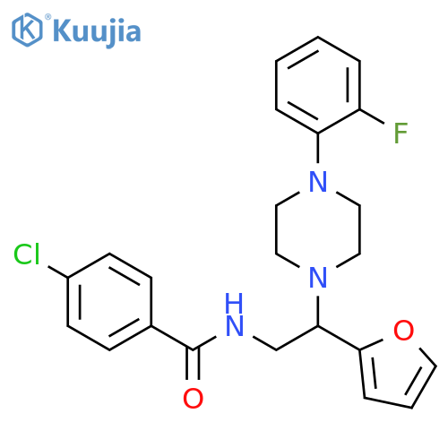 4-chloro-N-{2-4-(2-fluorophenyl)piperazin-1-yl-2-(furan-2-yl)ethyl}benzamide structure