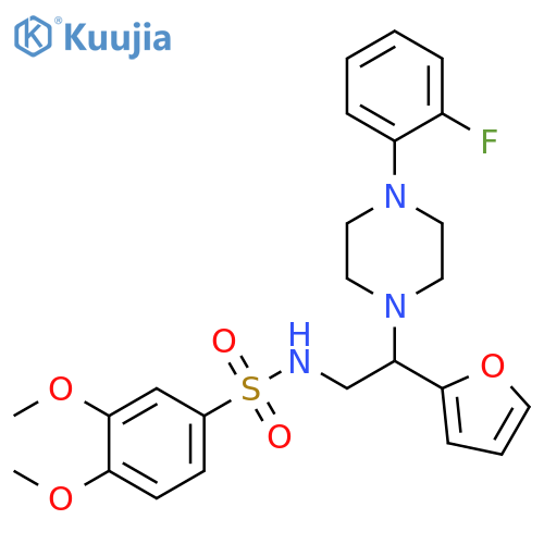 N-{2-4-(2-fluorophenyl)piperazin-1-yl-2-(furan-2-yl)ethyl}-3,4-dimethoxybenzene-1-sulfonamide structure