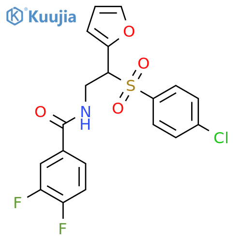 N-2-(4-chlorobenzenesulfonyl)-2-(furan-2-yl)ethyl-3,4-difluorobenzamide structure