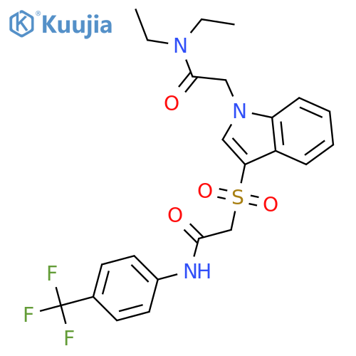 N,N-diethyl-2-3-({4-(trifluoromethyl)phenylcarbamoyl}methanesulfonyl)-1H-indol-1-ylacetamide structure