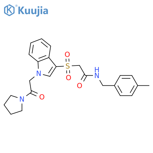 N-(4-methylphenyl)methyl-2-({1-2-oxo-2-(pyrrolidin-1-yl)ethyl-1H-indol-3-yl}sulfonyl)acetamide structure