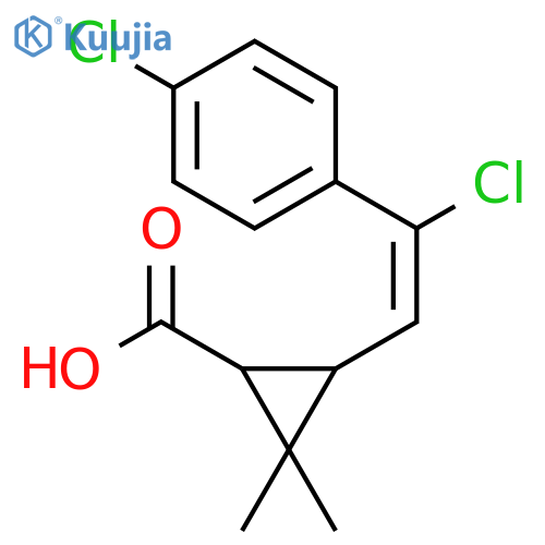 3-2-chloro-2-(4-chlorophenyl)ethenyl-2,2-dimethylcyclopropane-1-carboxylic acid structure